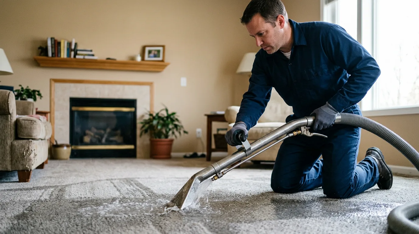 Water damage restoration technician working near Dorchester, WI